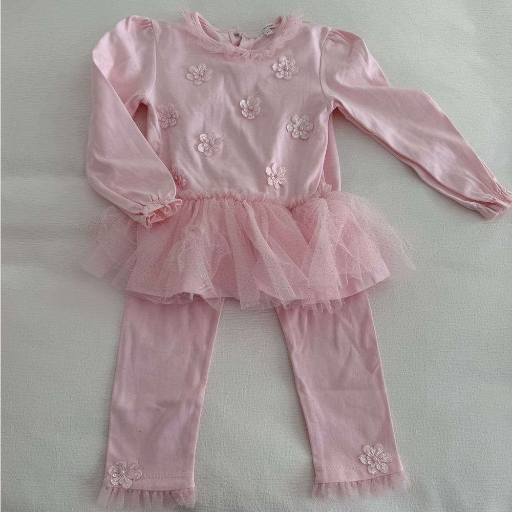 Pink Floral Tulle Baby Outfit